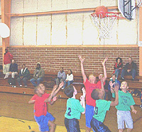 Kids playing basketball